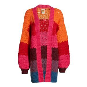 Farm Rio Striped Chunky Knit Cardigan Sweater Size Small NWT